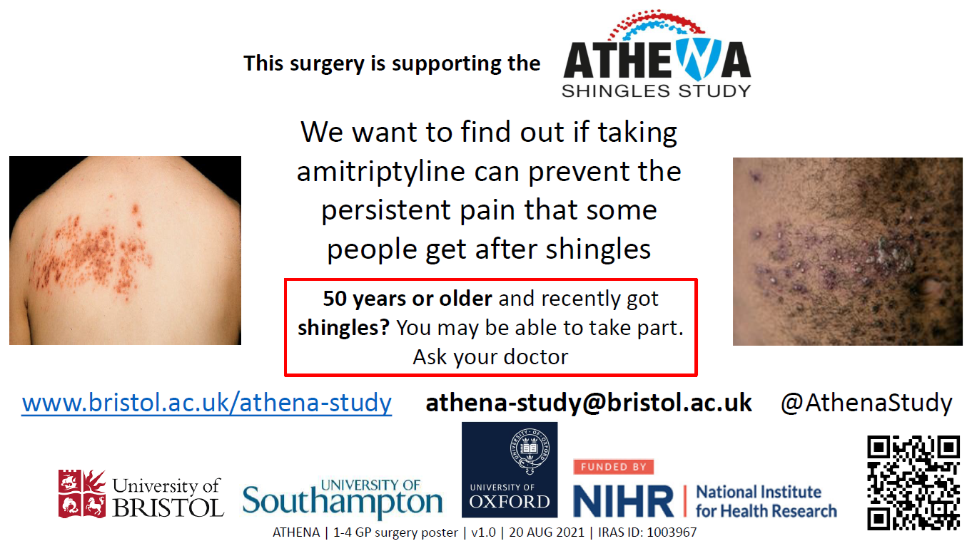 1-4 ATHENA GP surgery poster Shingles Study